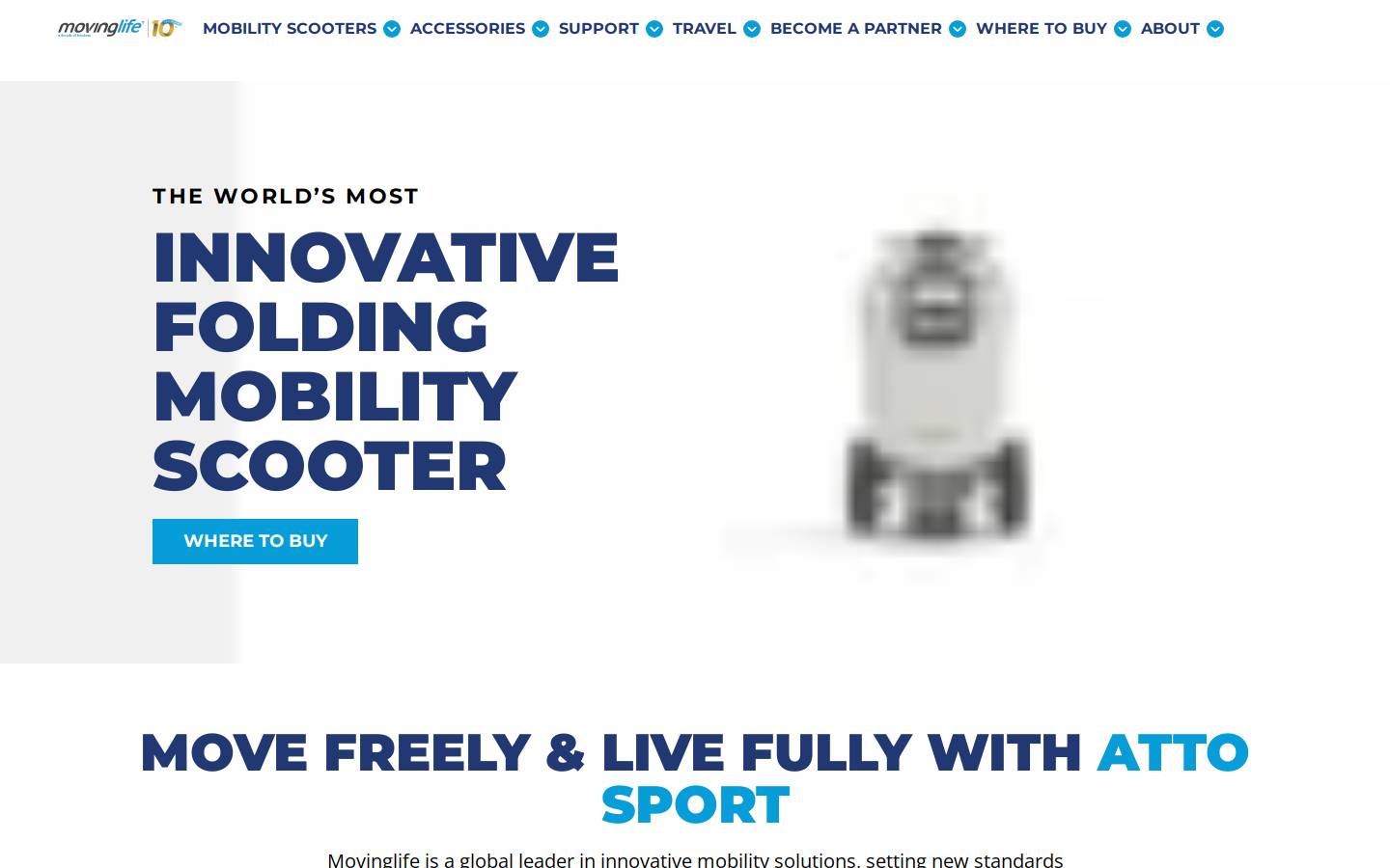 Moving Life - Foldable Mobility Scooter homepage screenshot