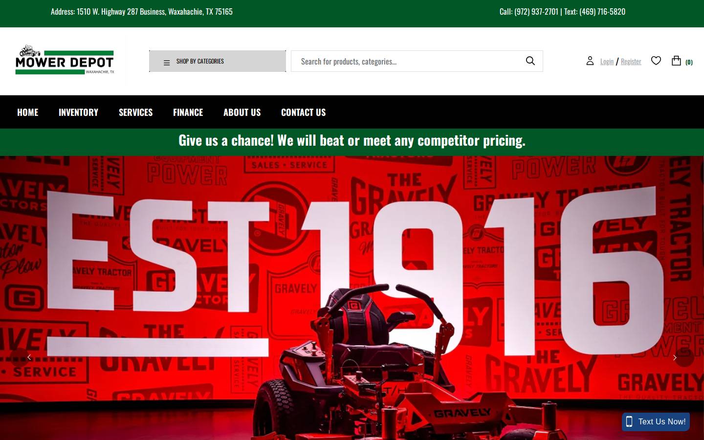 mower-depot.com homepage screenshot