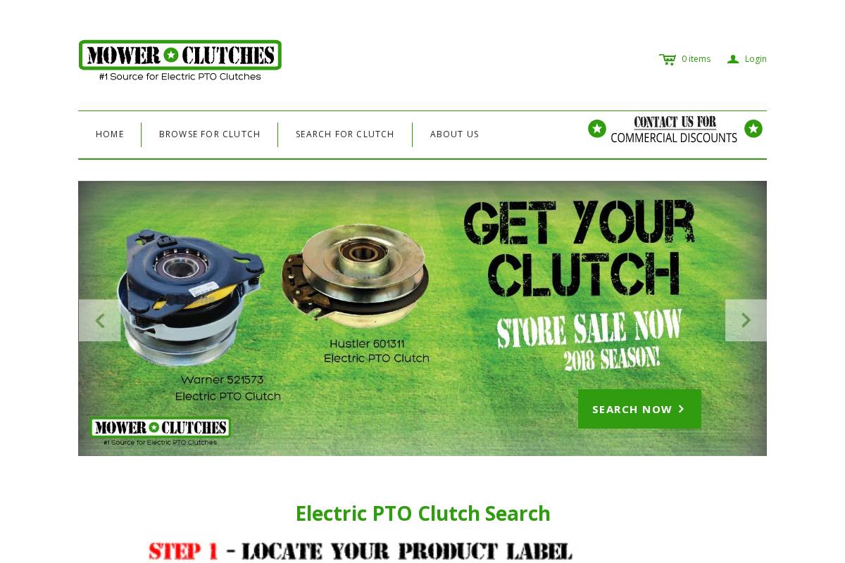 mowerclutches.com homepage screenshot