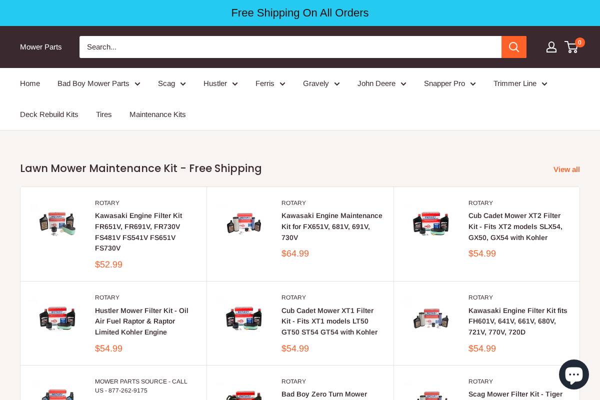 Mower Parts homepage screenshot