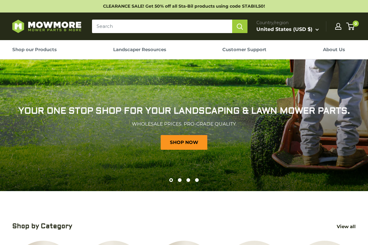 Mow More Supplies homepage screenshot