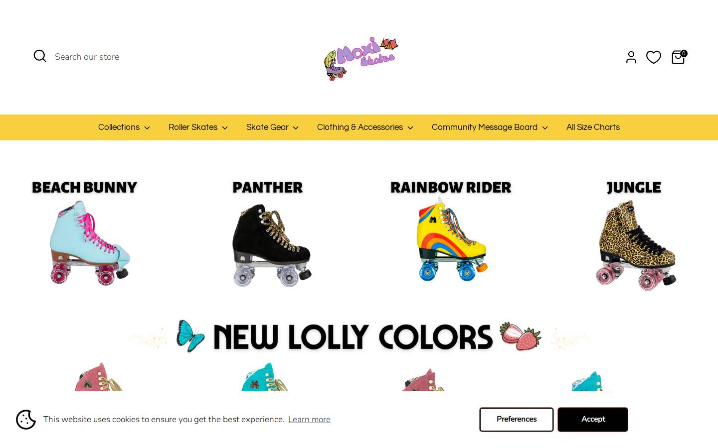 moxiskates.com homepage screenshot