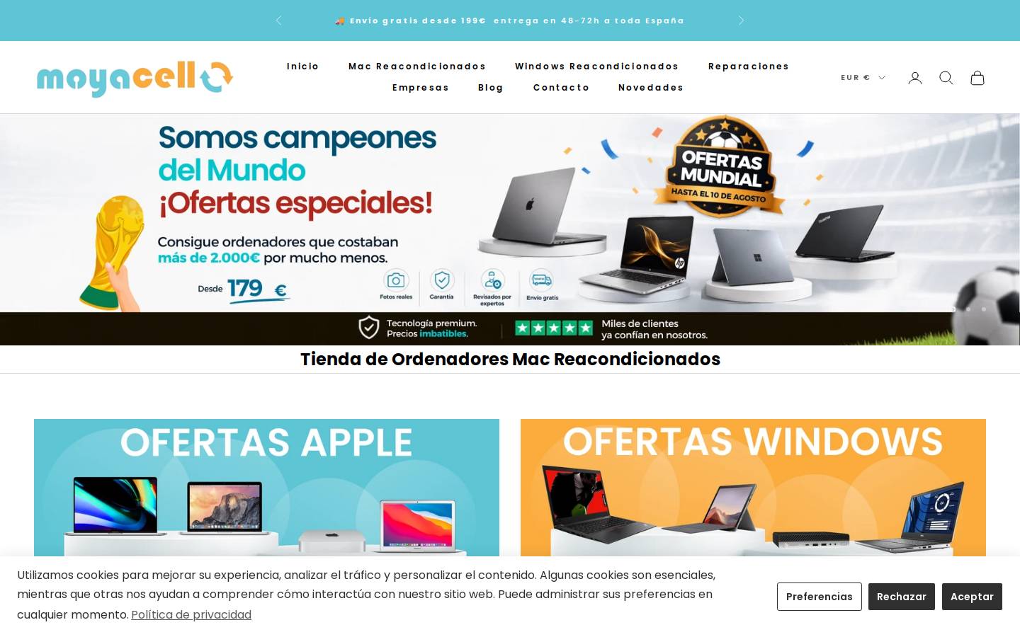 Moyacell homepage screenshot