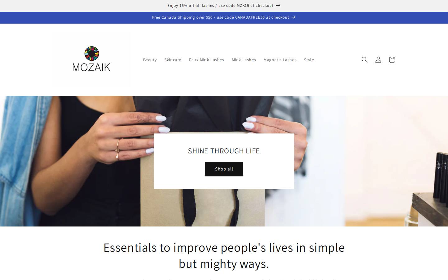 mozaikstore.com homepage screenshot