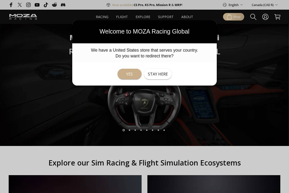 mozaracing.com homepage screenshot