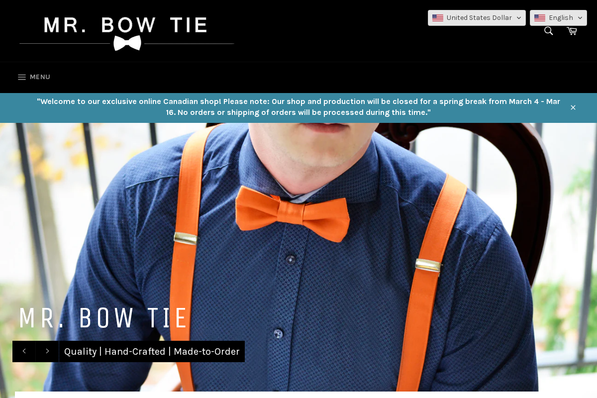 mrbowtie.ca homepage screenshot