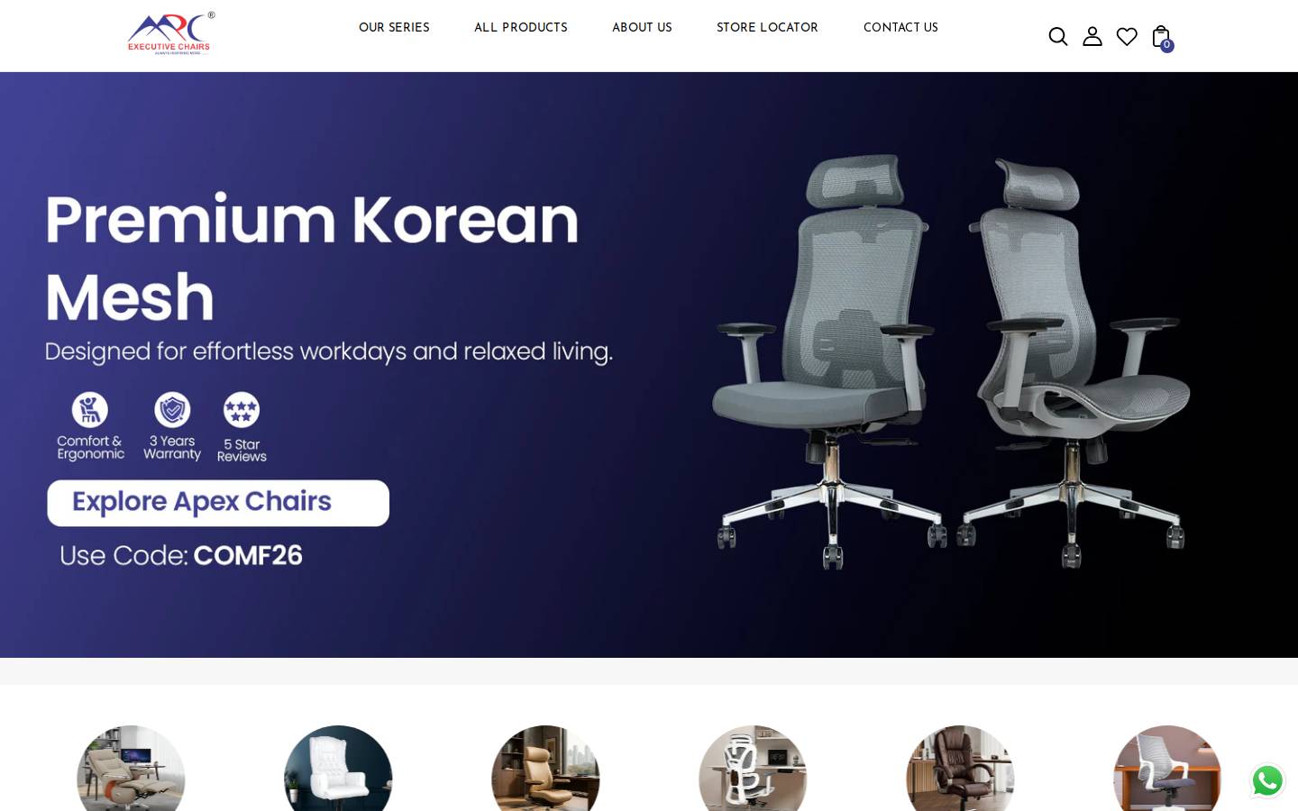 mrcexecutivechairs.com homepage screenshot