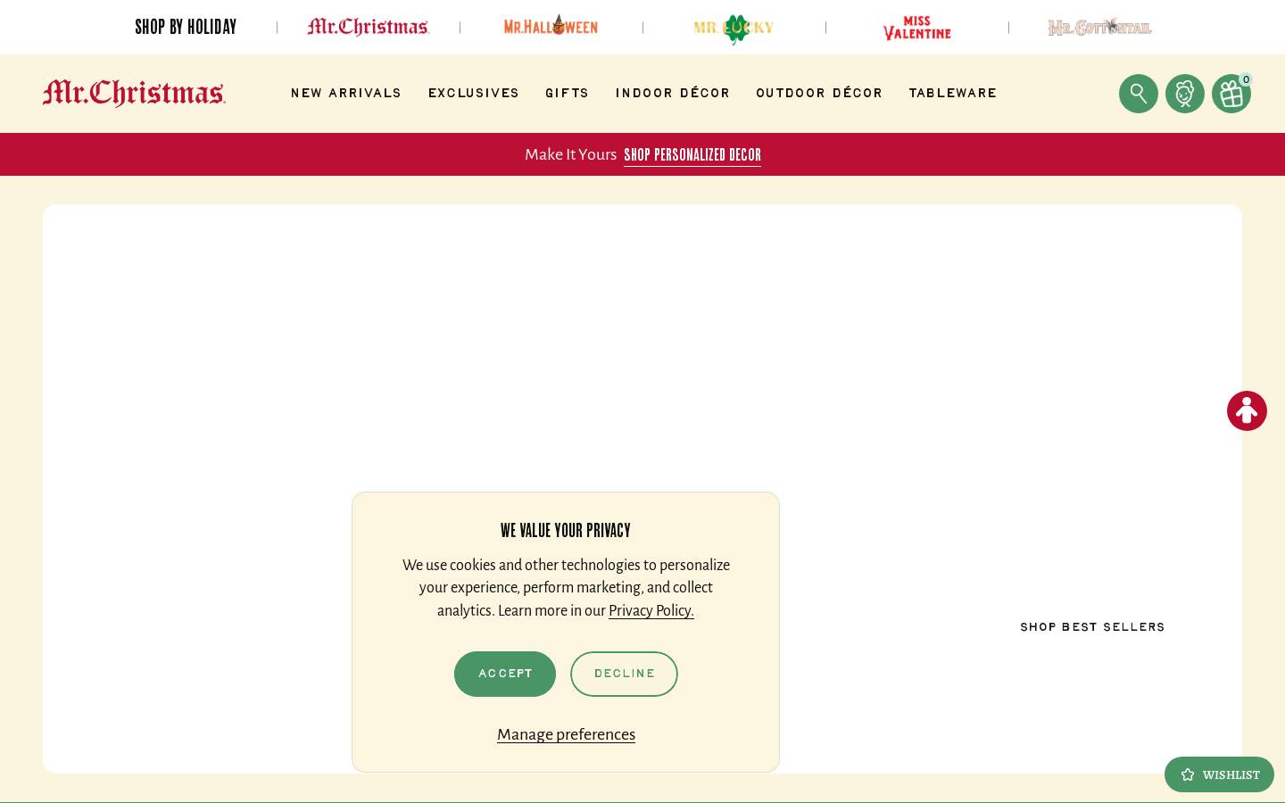 Mr. Christmas homepage screenshot