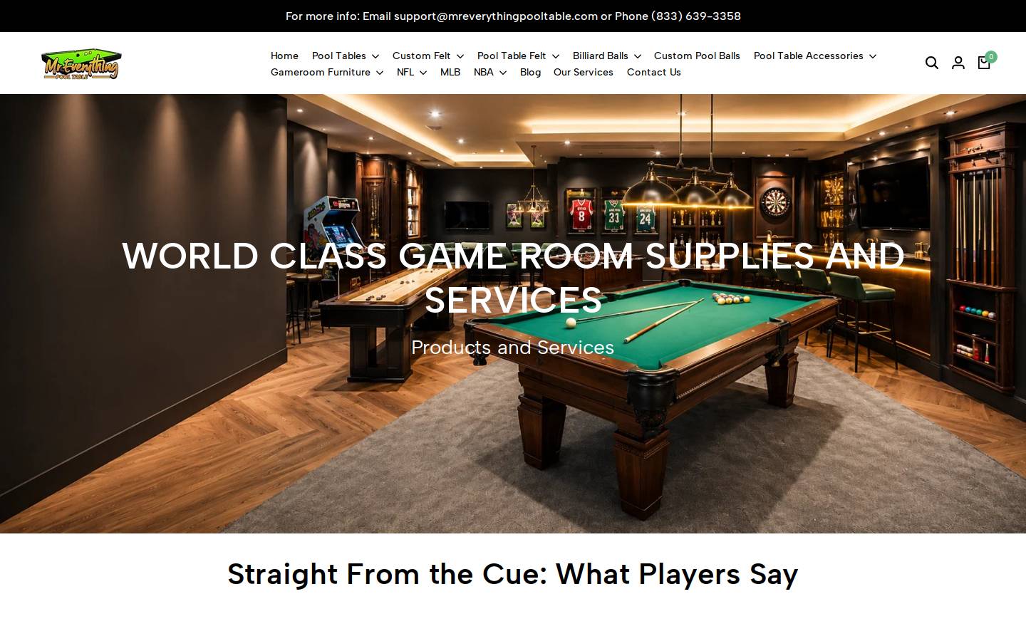 mreverythingpooltable.com homepage screenshot