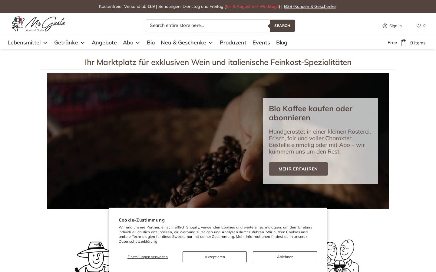 mrgusto.at homepage screenshot