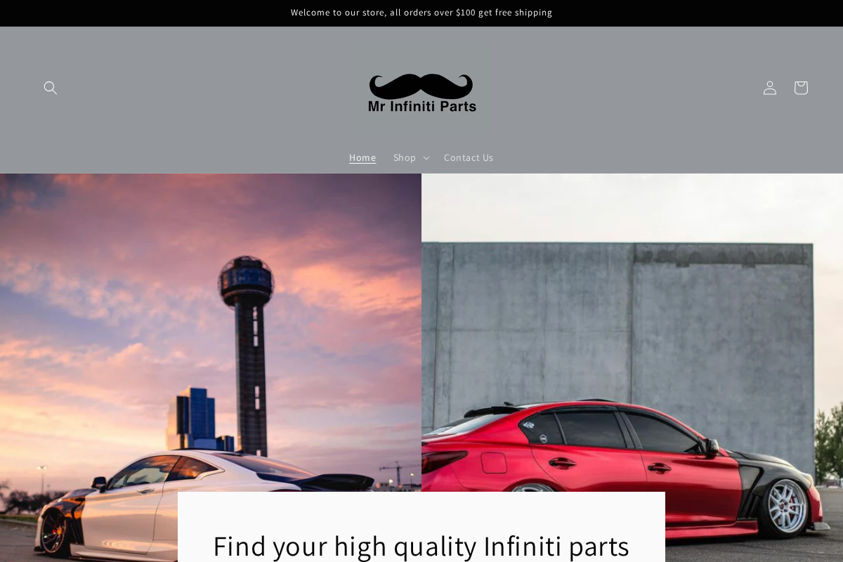 Mr Infiniti parts homepage screenshot
