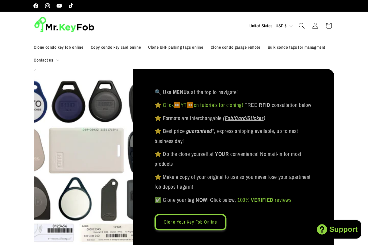 Mr. Key Fob homepage screenshot
