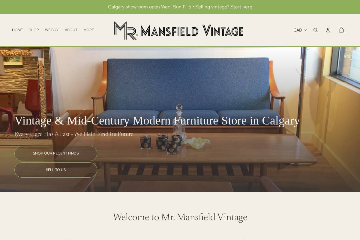 mrmansfieldvintage.com homepage screenshot