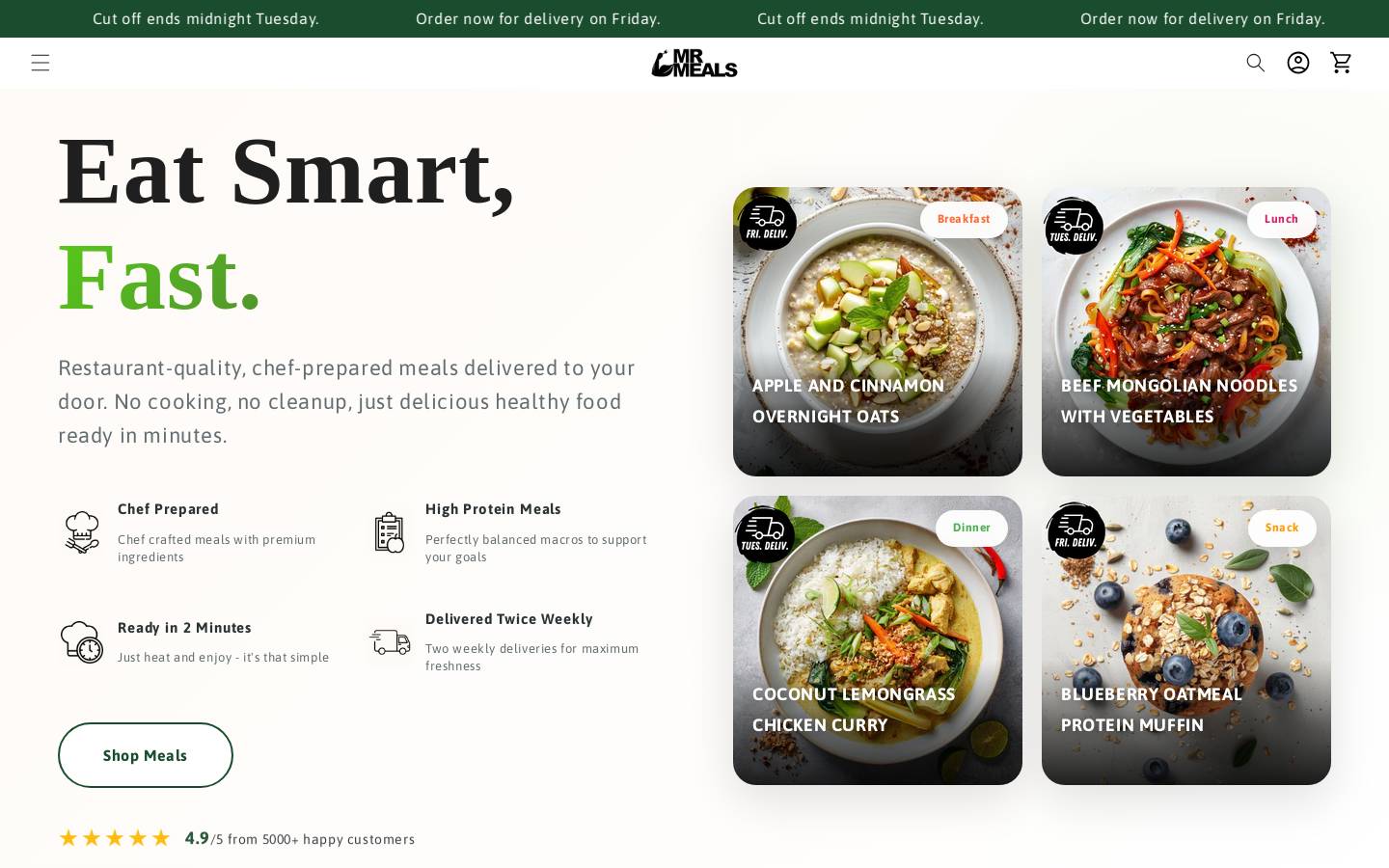 Mrmeals homepage screenshot