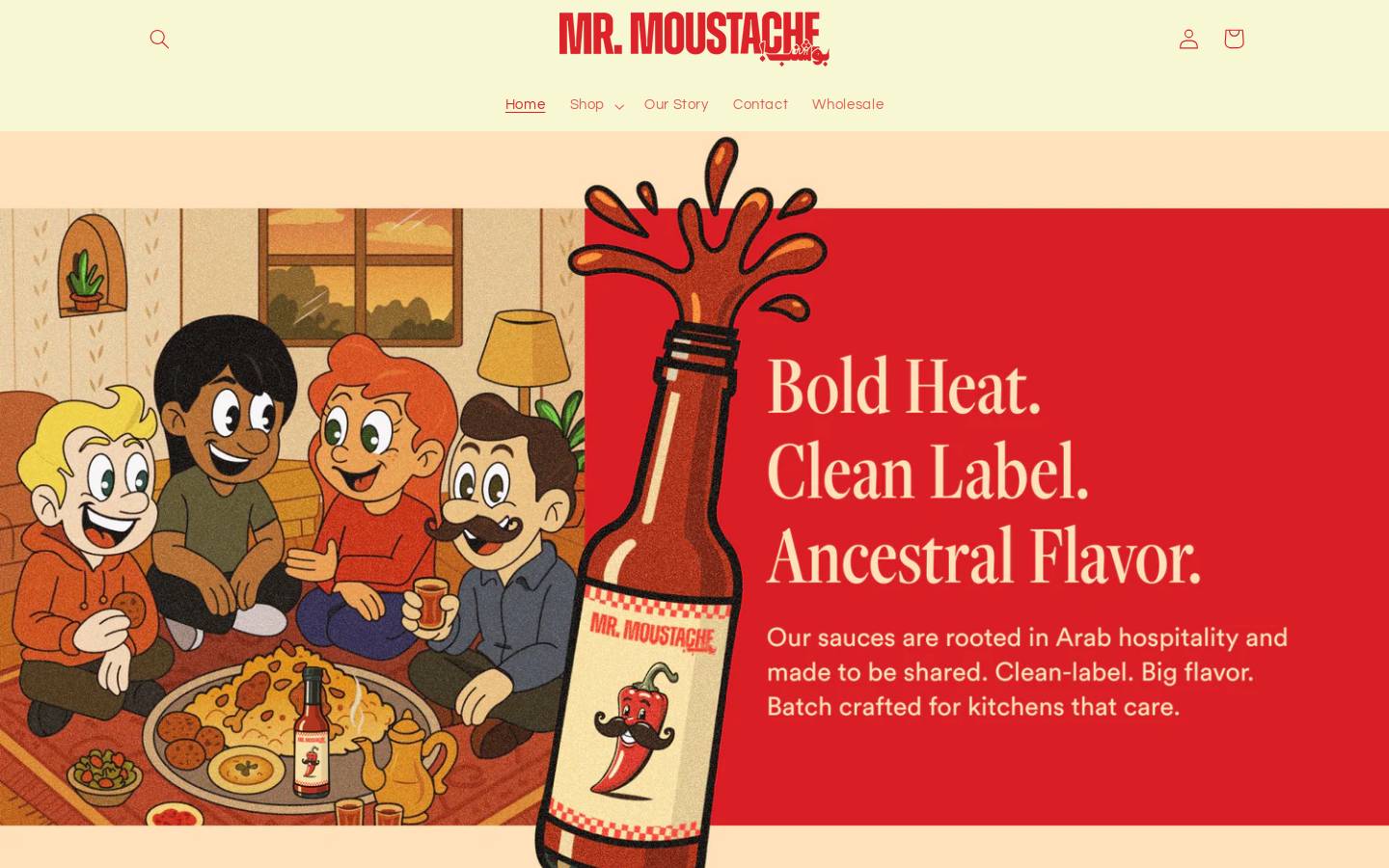mrmoustachefoods.com homepage screenshot