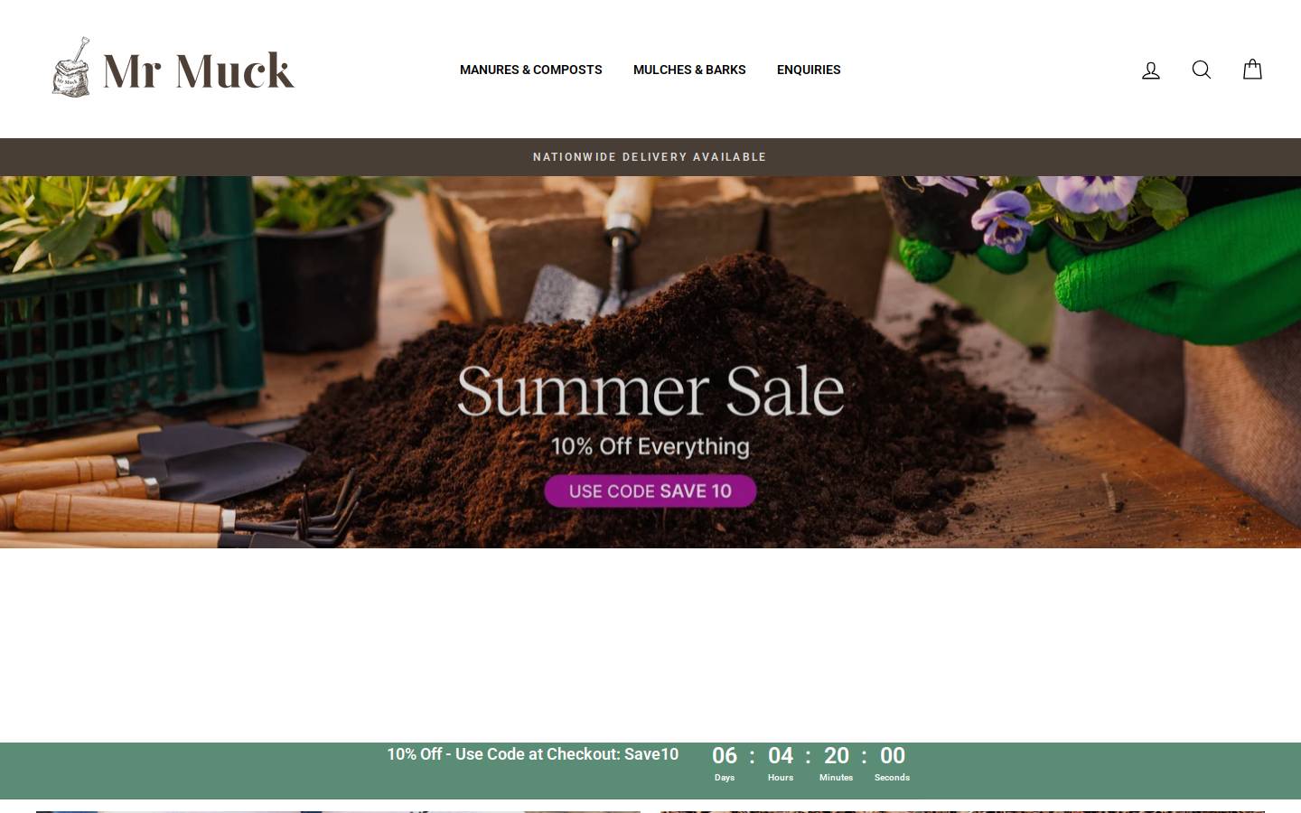 Mr Muck's Garden Supplies homepage screenshot