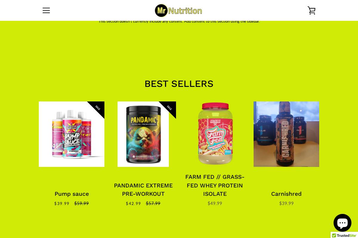 mrnutritionshop.com homepage screenshot
