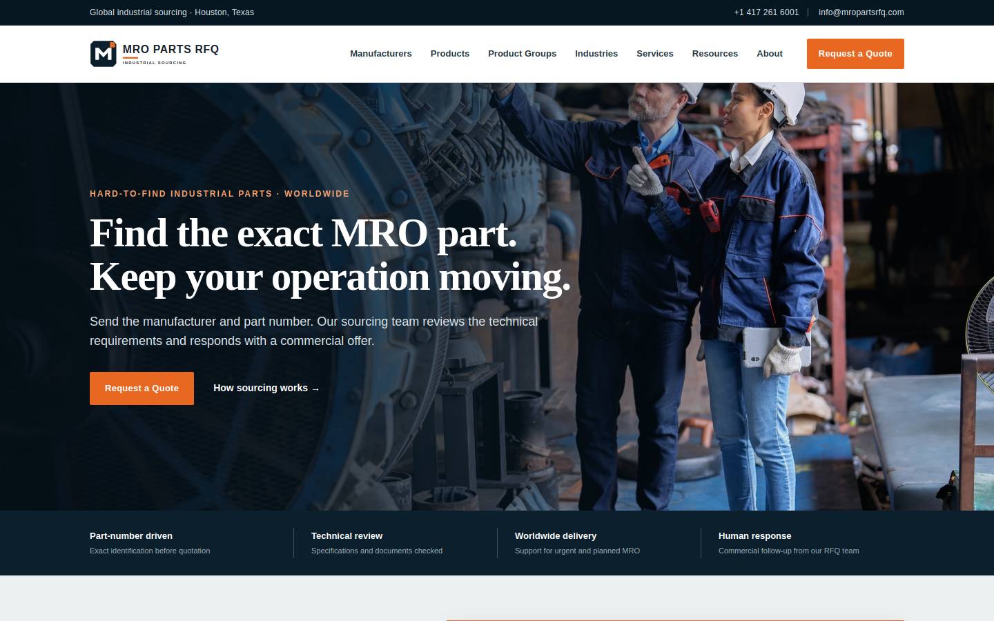 mropartsrfq.com homepage screenshot