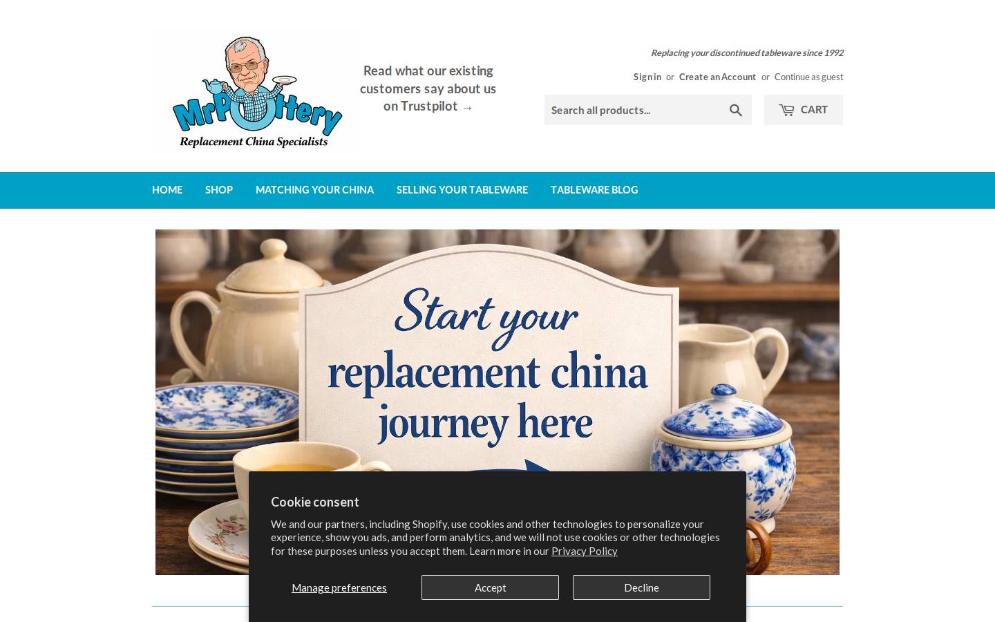 MrPottery homepage screenshot