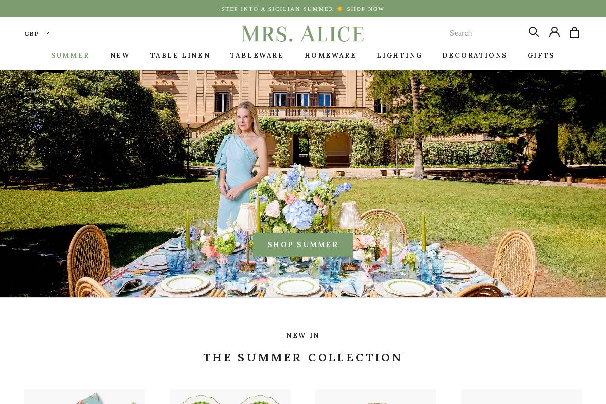 Mrs. Alice homepage screenshot