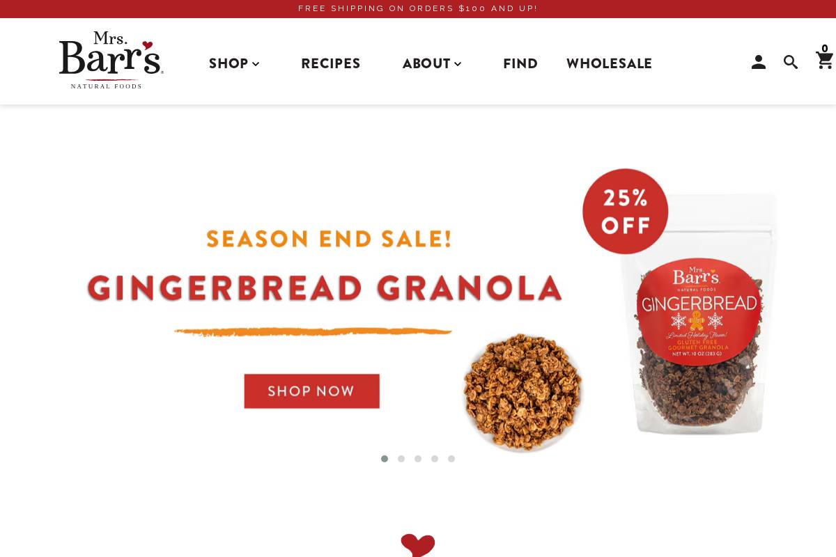 mrsbarrsnaturalfoods.com homepage screenshot