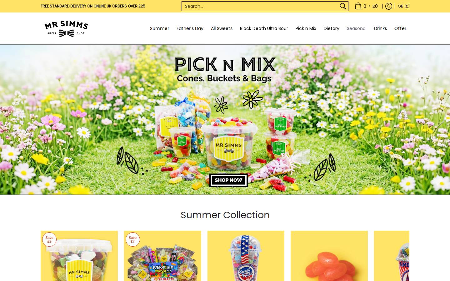 Mr Simms Sweet Shop homepage screenshot