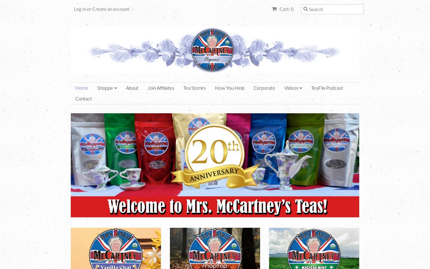 mrsmccartneysteas.com homepage screenshot