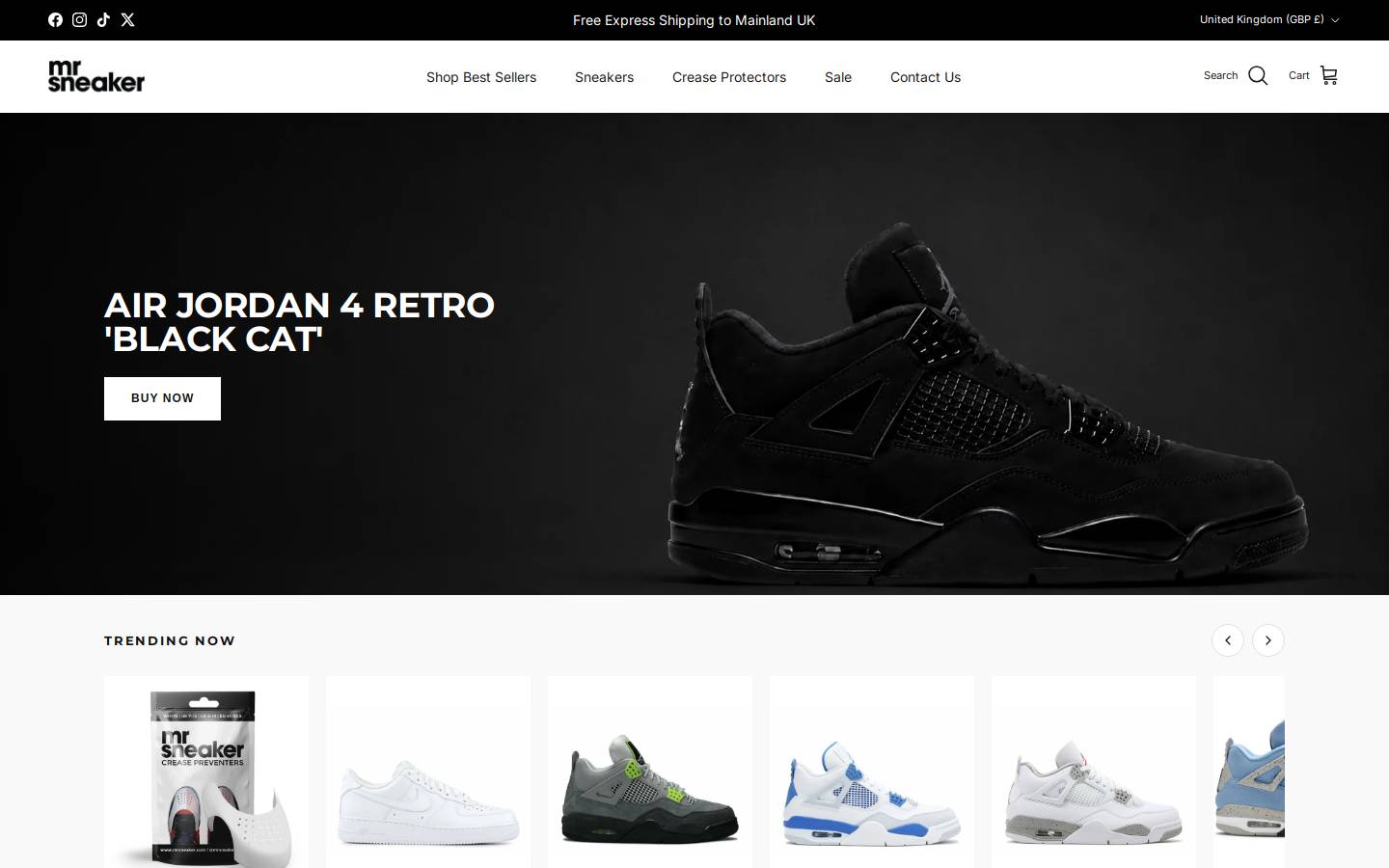 MrSneaker homepage screenshot