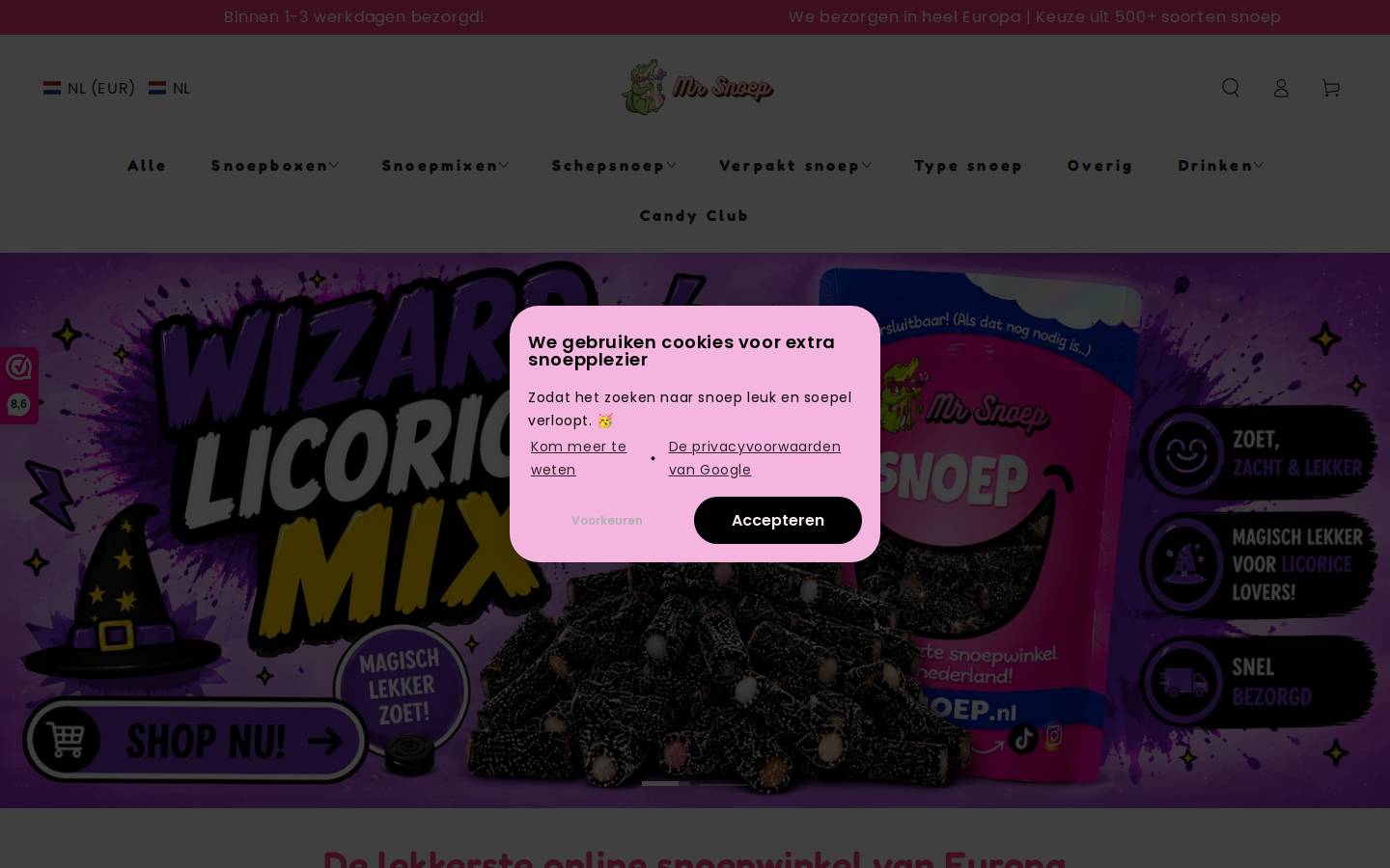Mr Snoep homepage screenshot