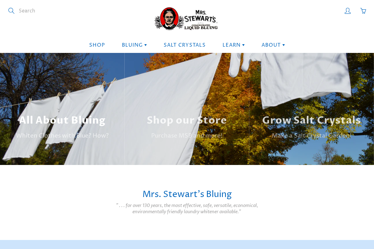 Mrs Stewarts Bluing homepage screenshot