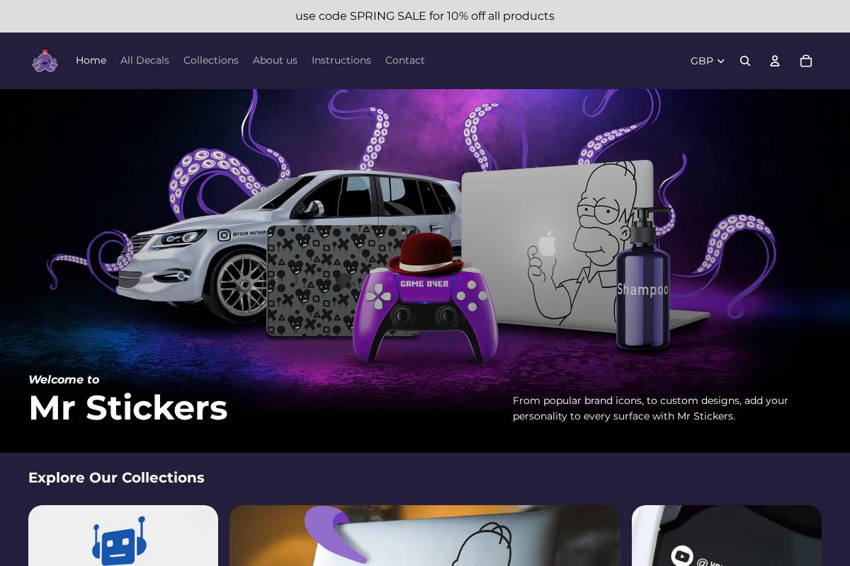 mrstickers.co.uk homepage screenshot