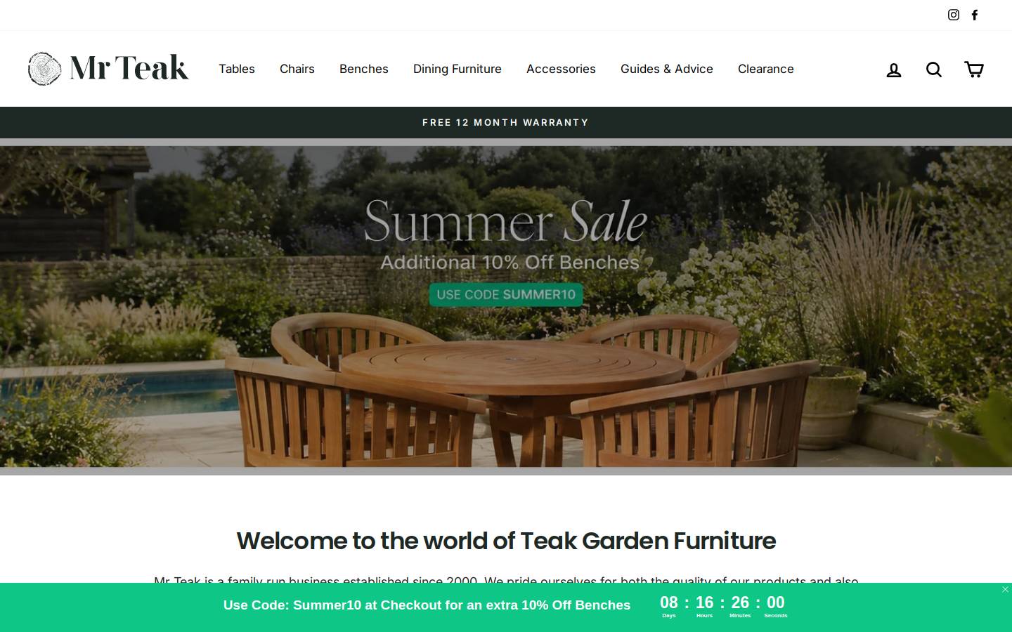 Mr Teak homepage screenshot