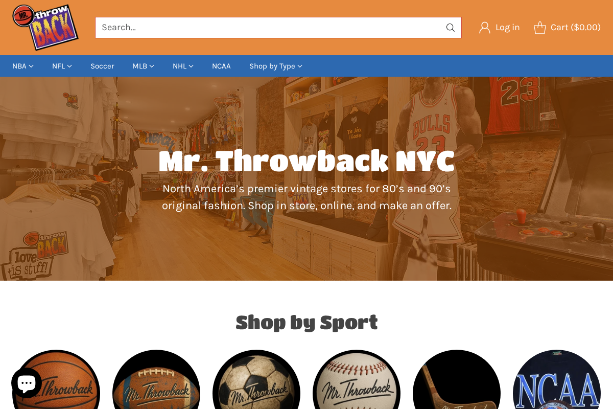 Mr. Throwback NYC homepage screenshot