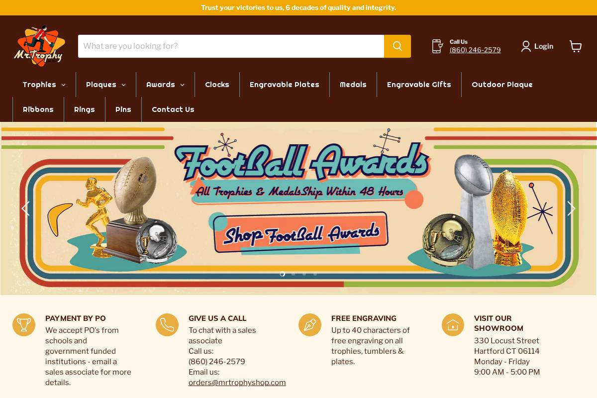 mrtrophyshop.com homepage screenshot