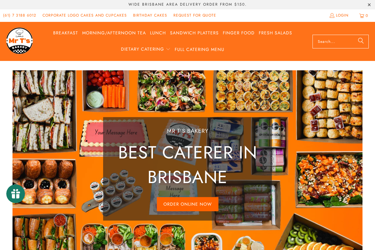 Mr T's Bakery homepage screenshot