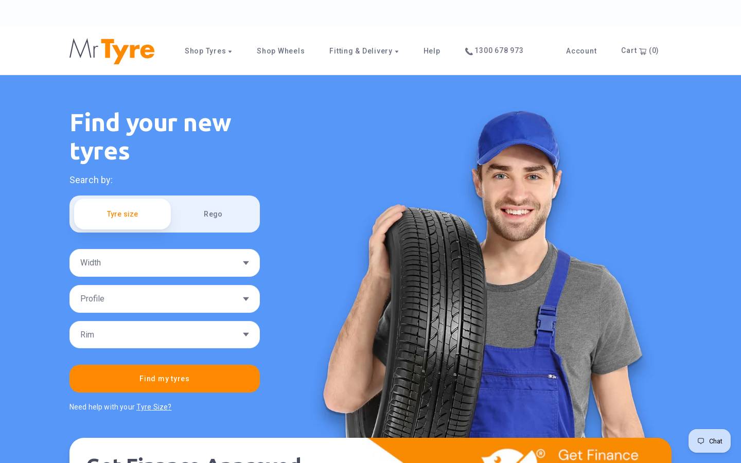 Mr Tyre Online homepage screenshot