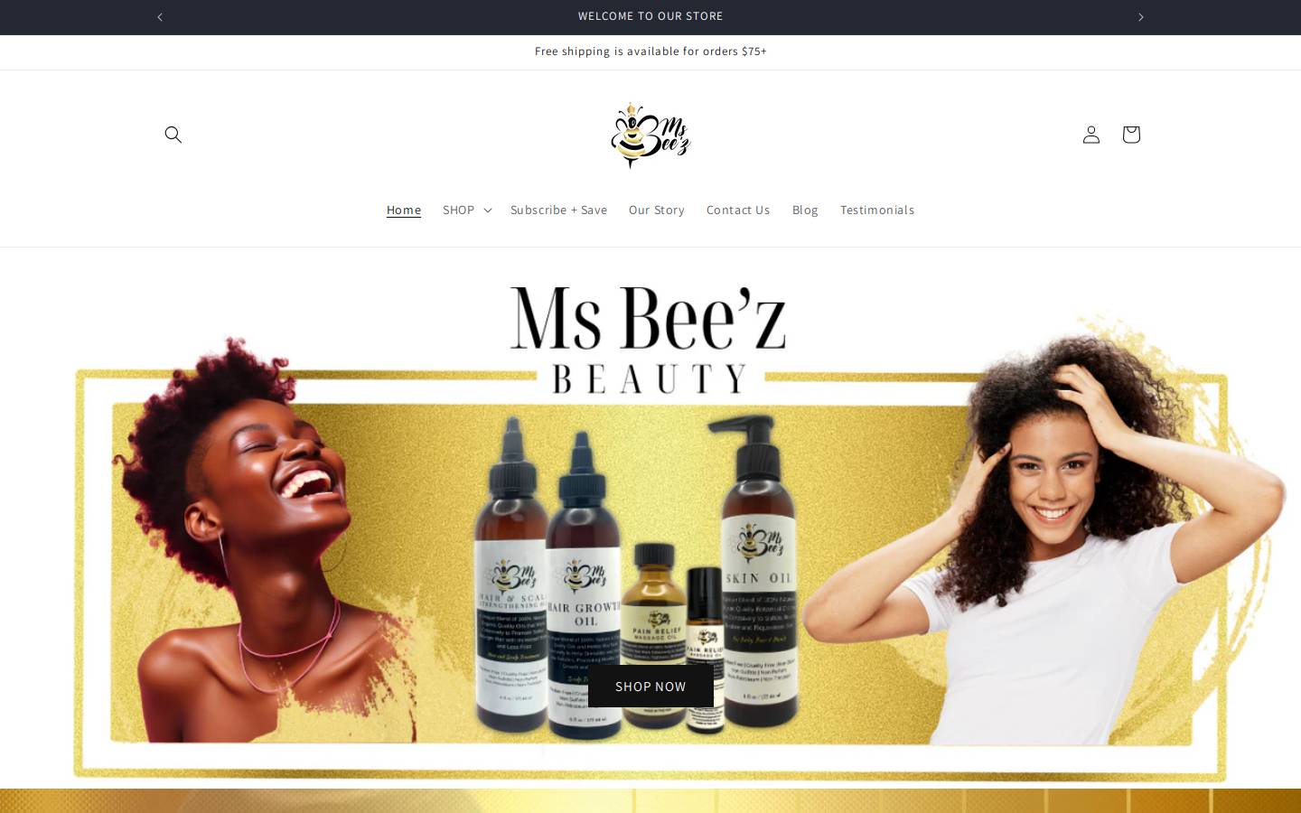 msbeezbeauty.com homepage screenshot