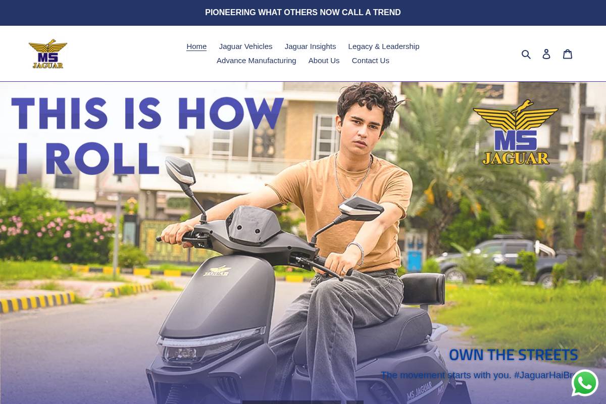 msjaguarmotorcycles.com homepage screenshot