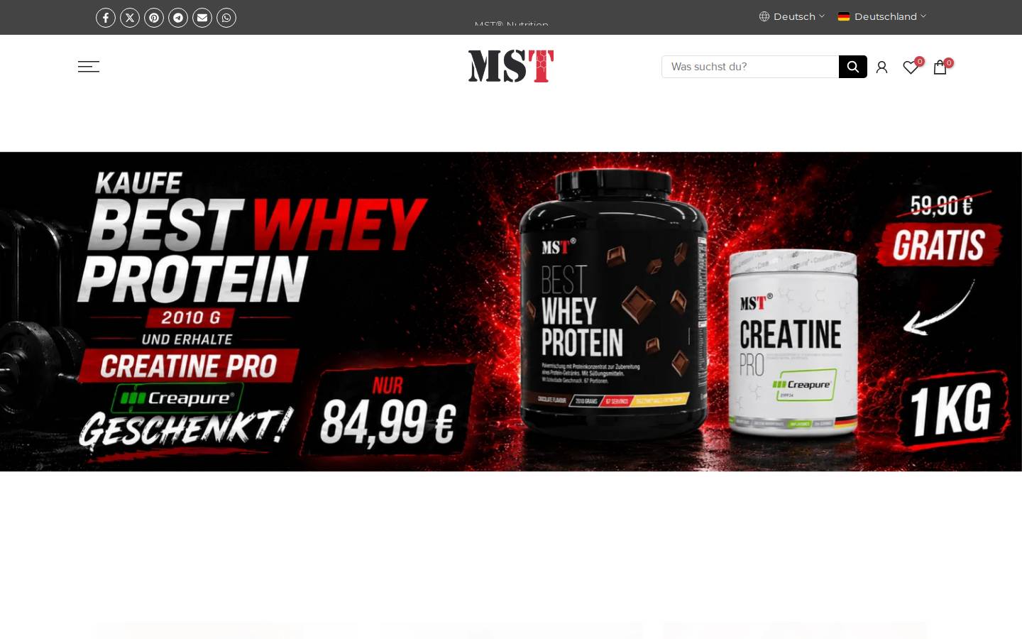 Mst Nutrition homepage screenshot