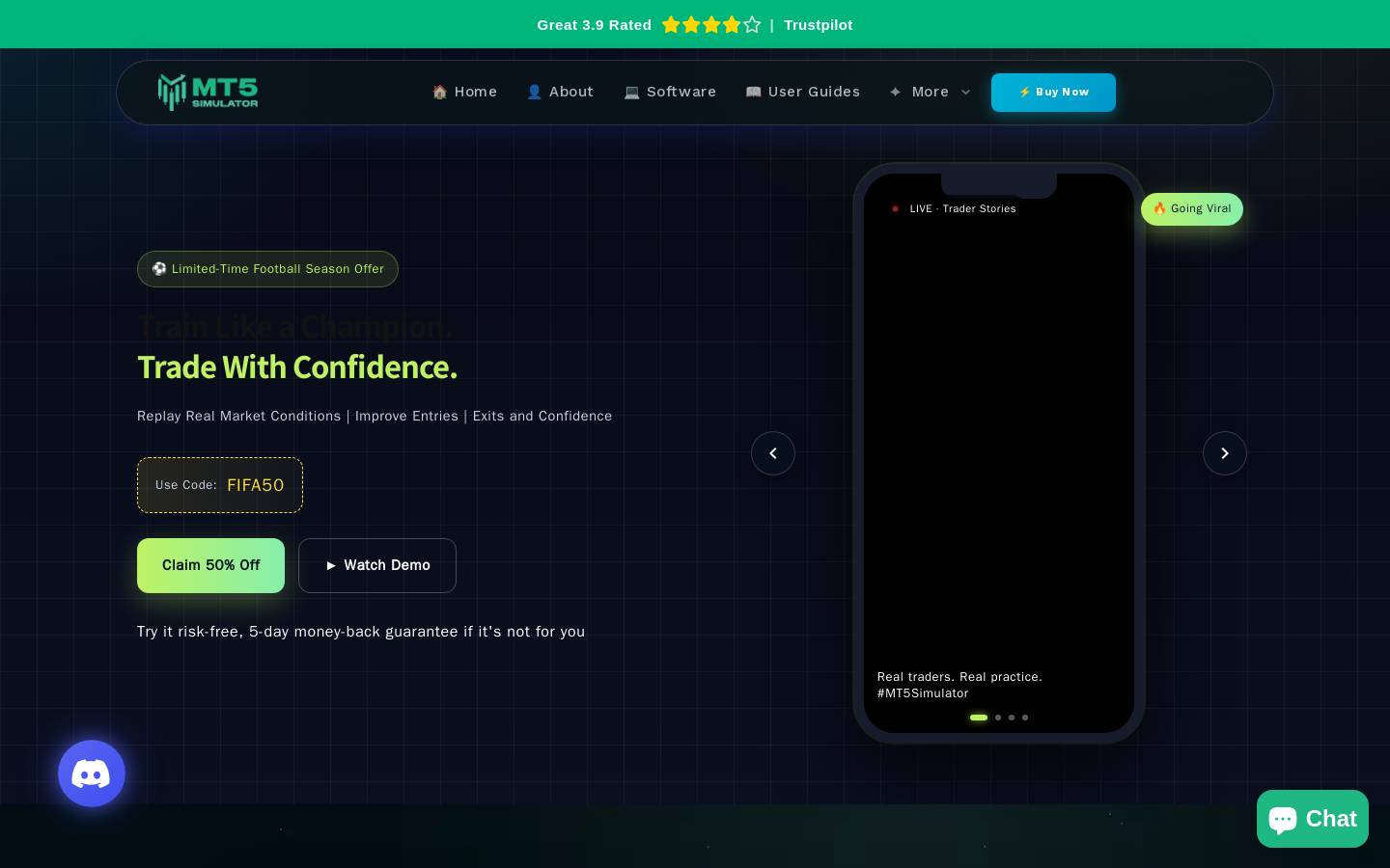 MT5 Simulator homepage screenshot