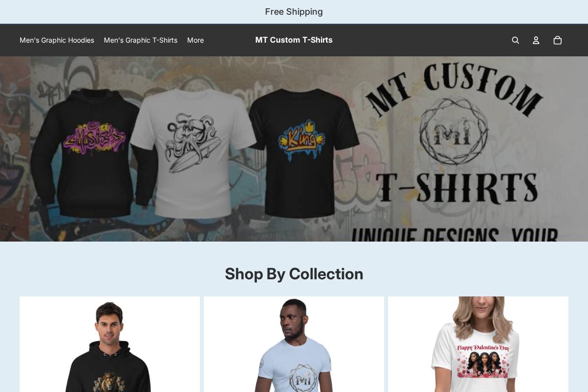 mtcustomtshirts.store homepage screenshot