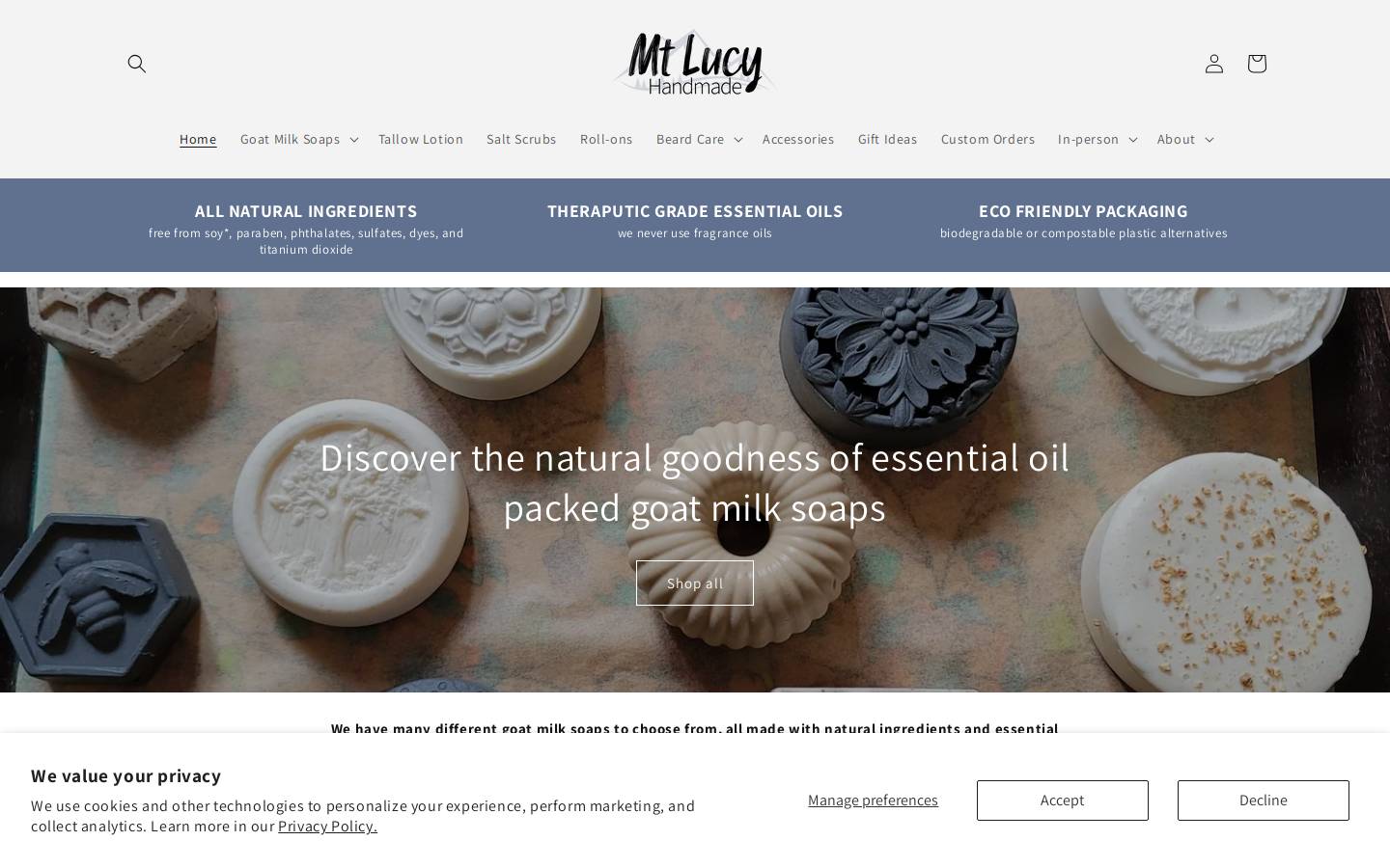 mtlucyhandmade.com homepage screenshot