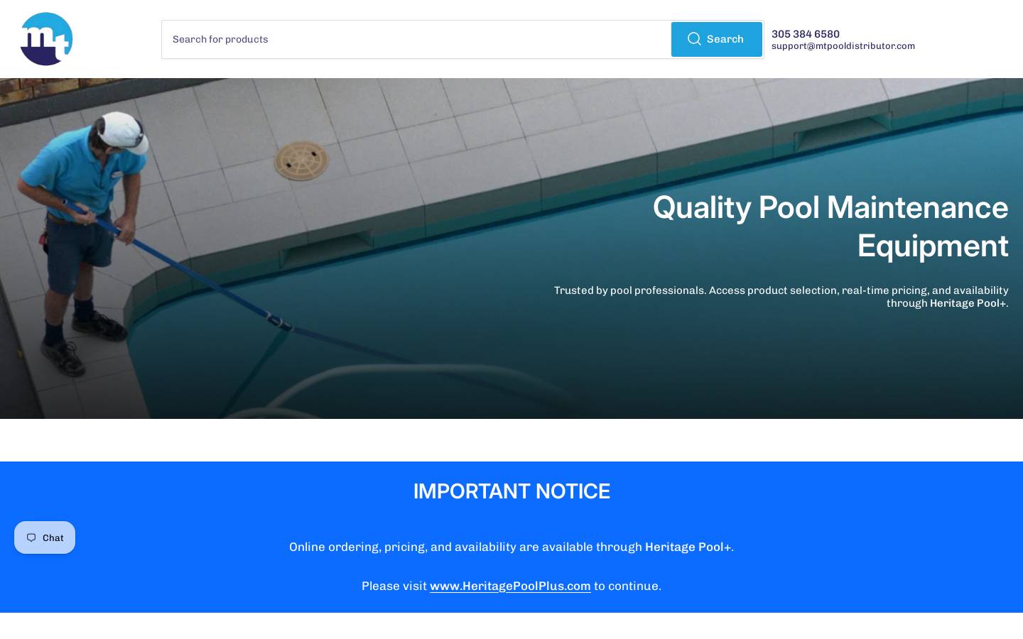 mtpooldistributor.com homepage screenshot