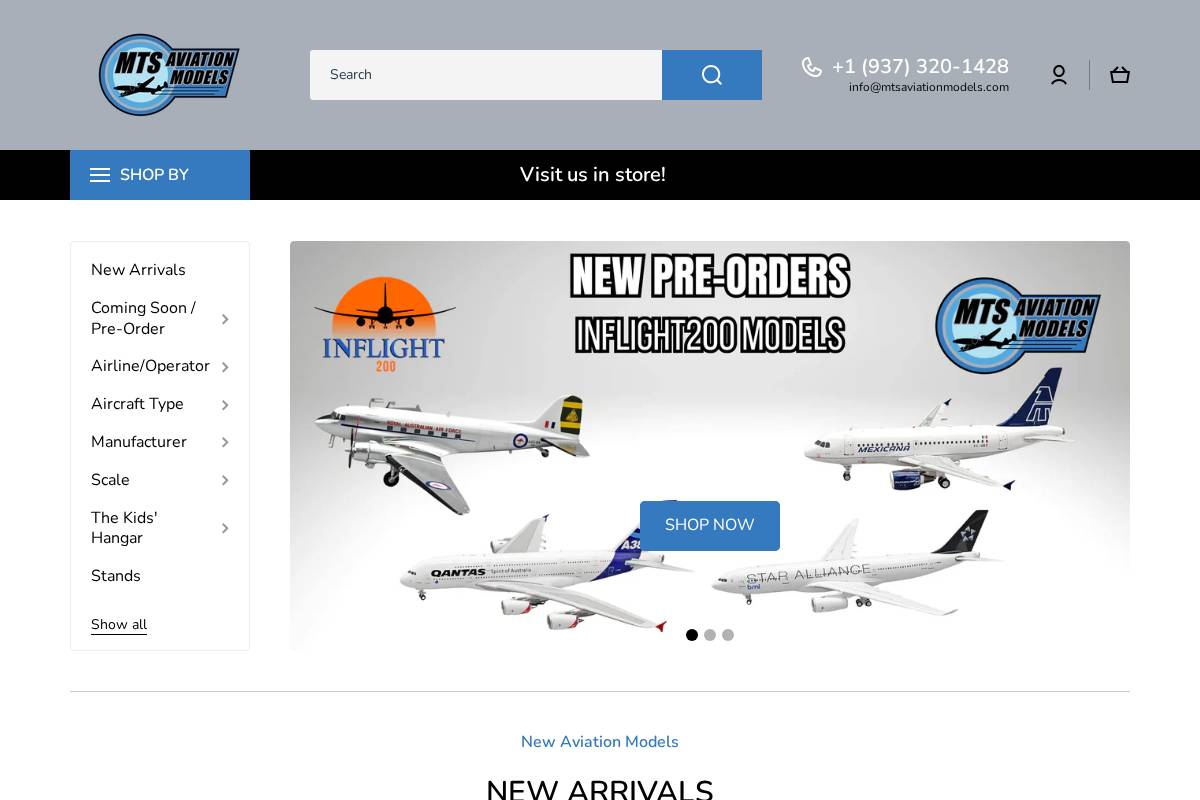 mtsaviationmodels.com homepage screenshot