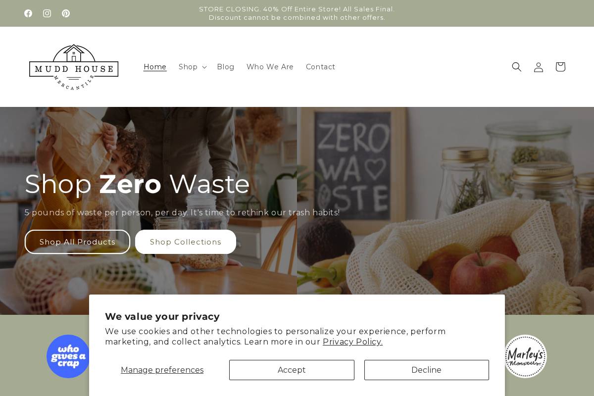 muddhousemercantile.com homepage screenshot