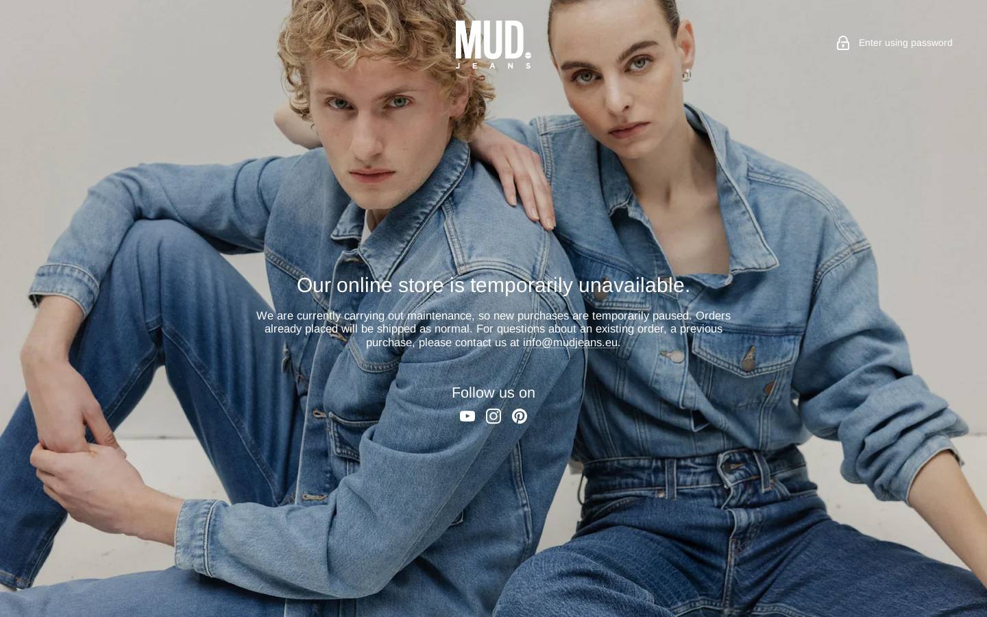 Mudjeans homepage screenshot