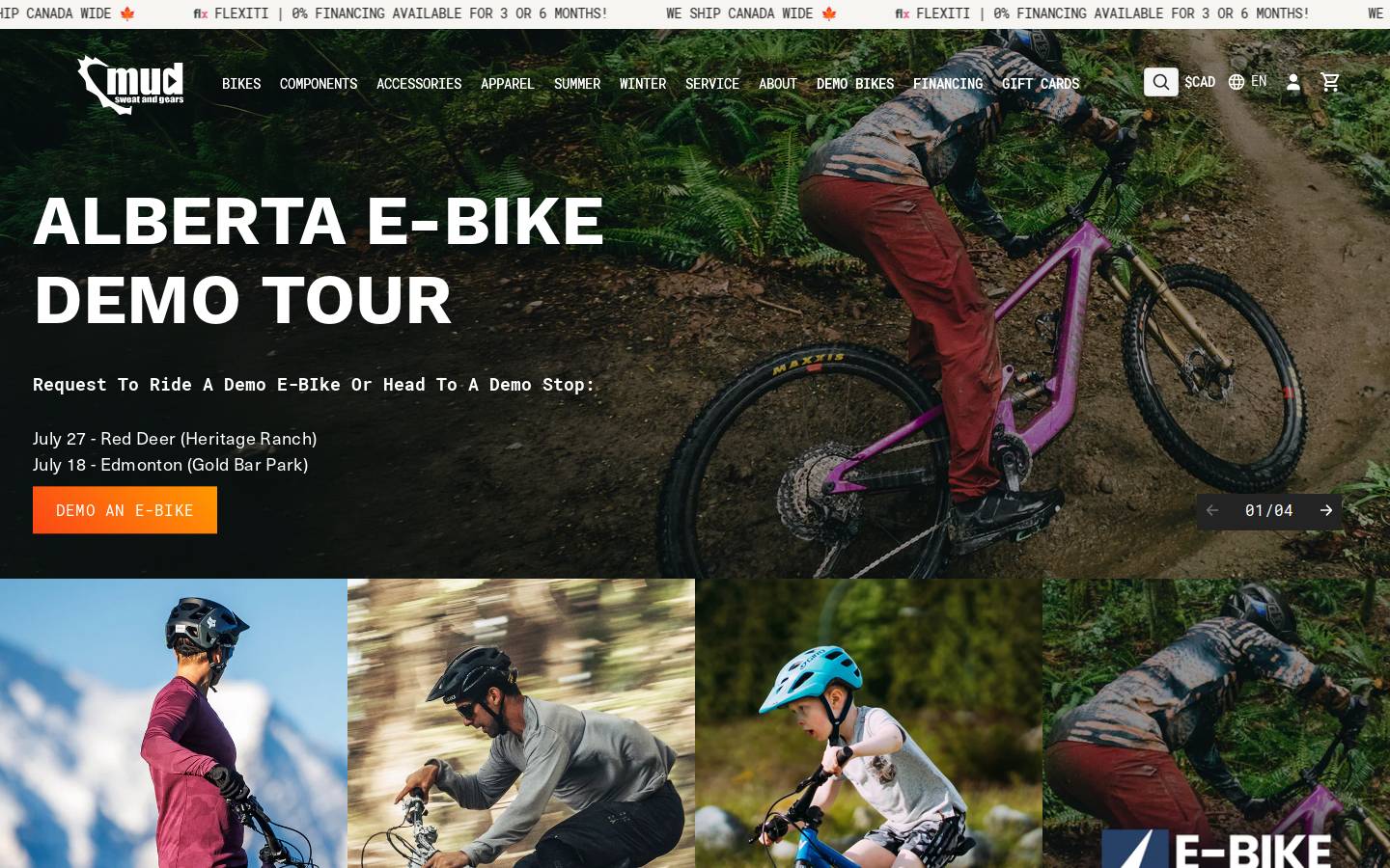 mudsweatandgears.ca homepage screenshot
