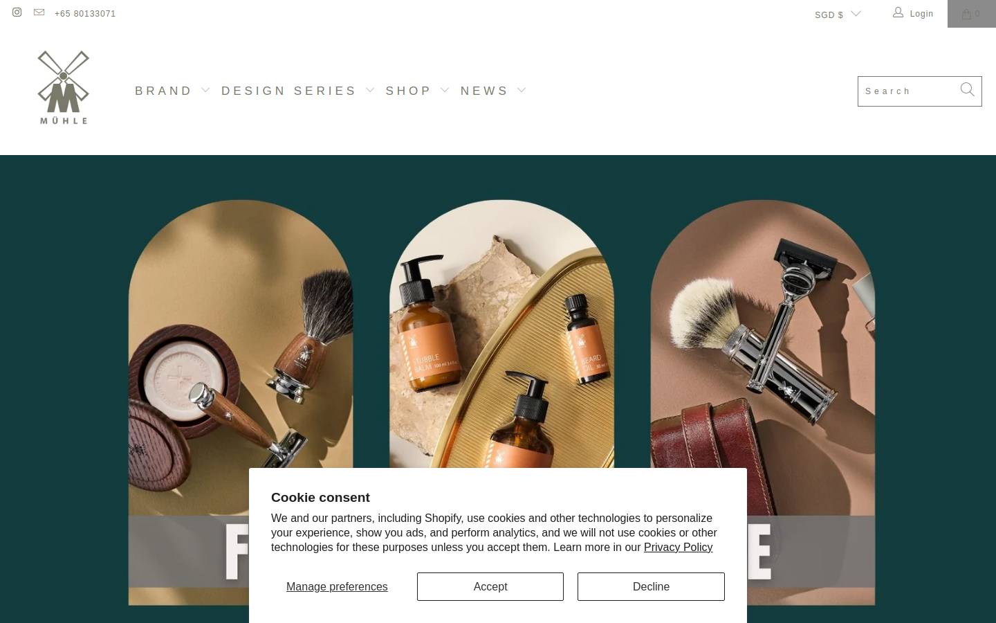 Muehle Shaving homepage screenshot
