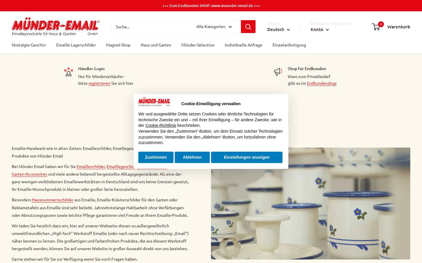 muender-email.com homepage screenshot
