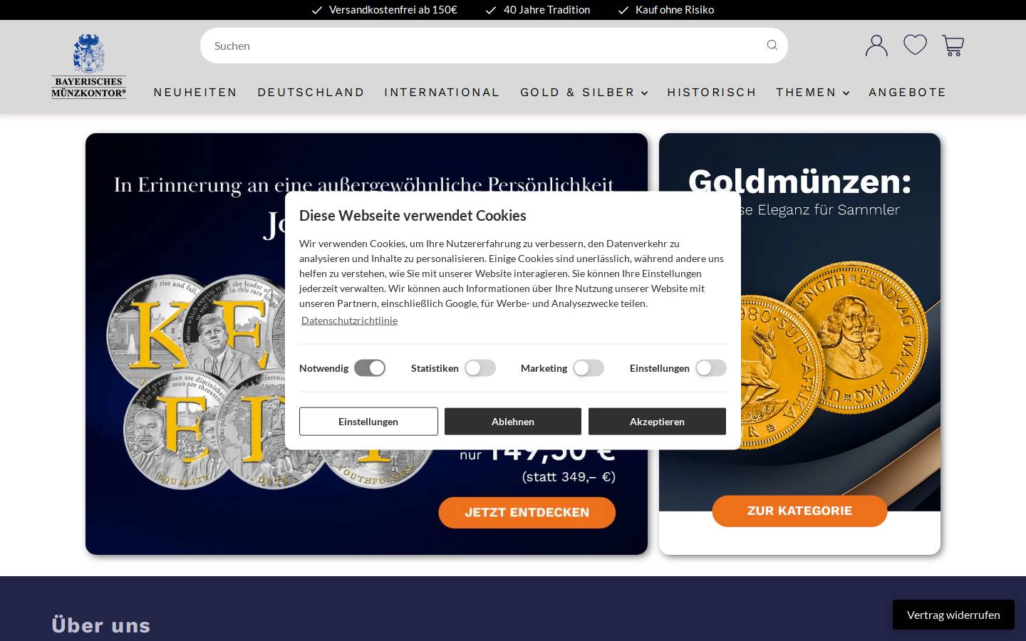 Münzkontor homepage screenshot